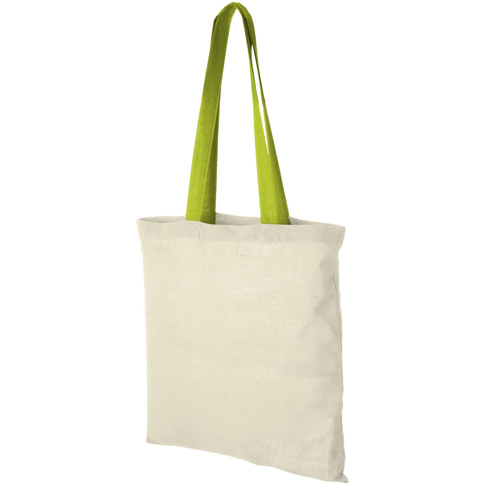 Shopper in cotone 100 g/m² con manici colorati Nevada - 7L personalizzato con logo - Pubblienne