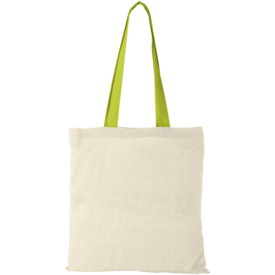 Shopper in cotone 100 g/m² con manici colorati Nevada - 7L personalizzato con logo - Pubblienne