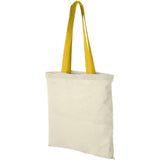 Shopper in cotone 100 g/m² con manici colorati Nevada - 7L personalizzato con logo - Pubblienne