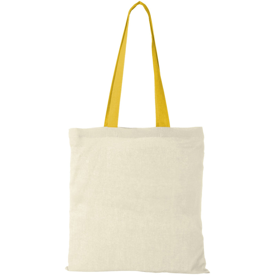 Shopper in cotone 100 g/m² con manici colorati Nevada - 7L personalizzato con logo - Pubblienne