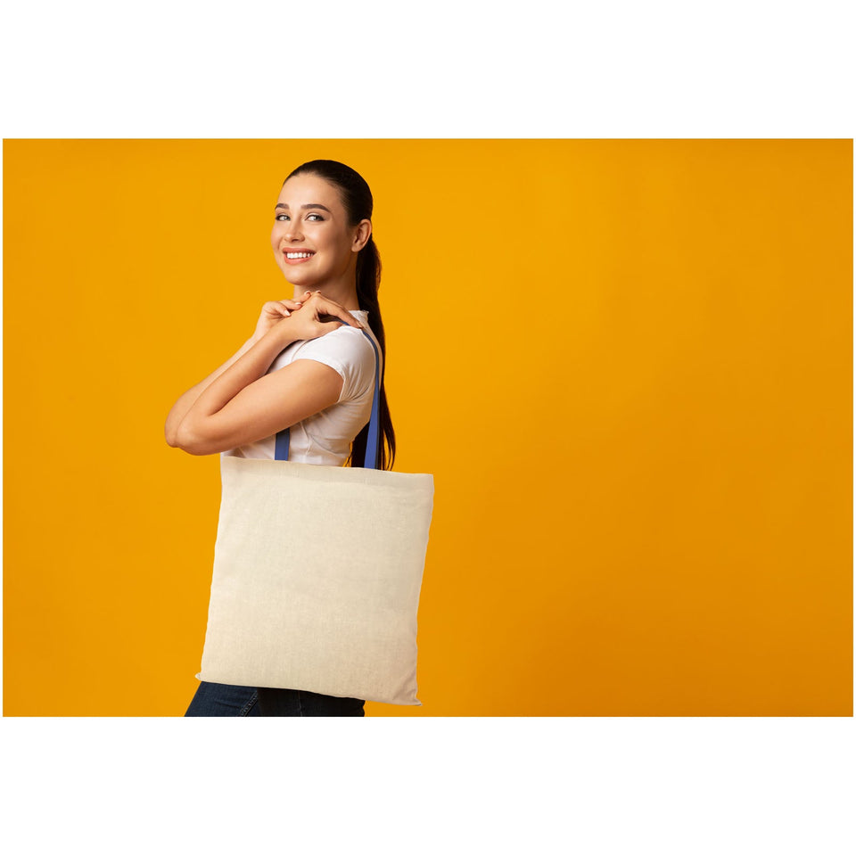 Shopper in cotone 100 g/m² con manici colorati Nevada - 7L personalizzato con logo - Pubblienne