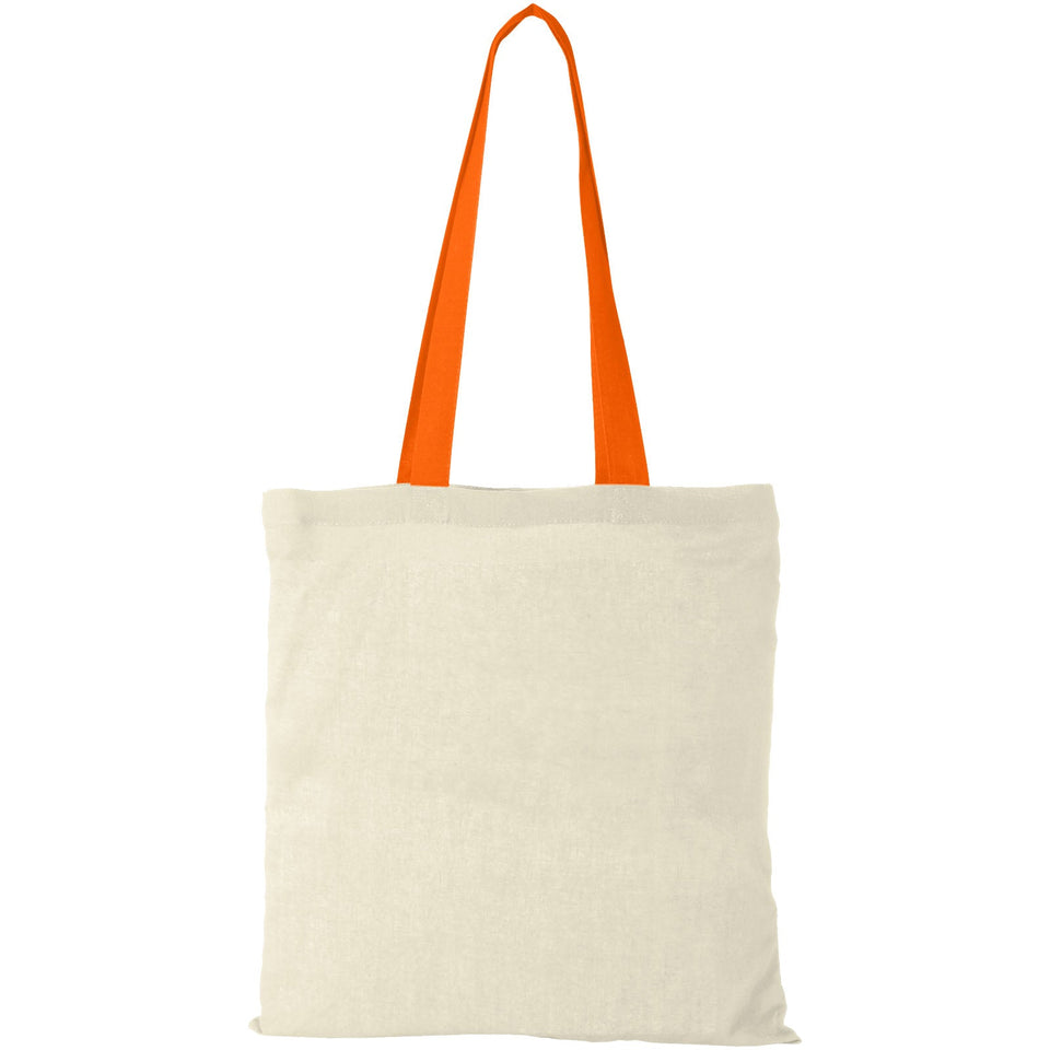 Shopper in cotone 100 g/m² con manici colorati Nevada - 7L personalizzato con logo - Pubblienne
