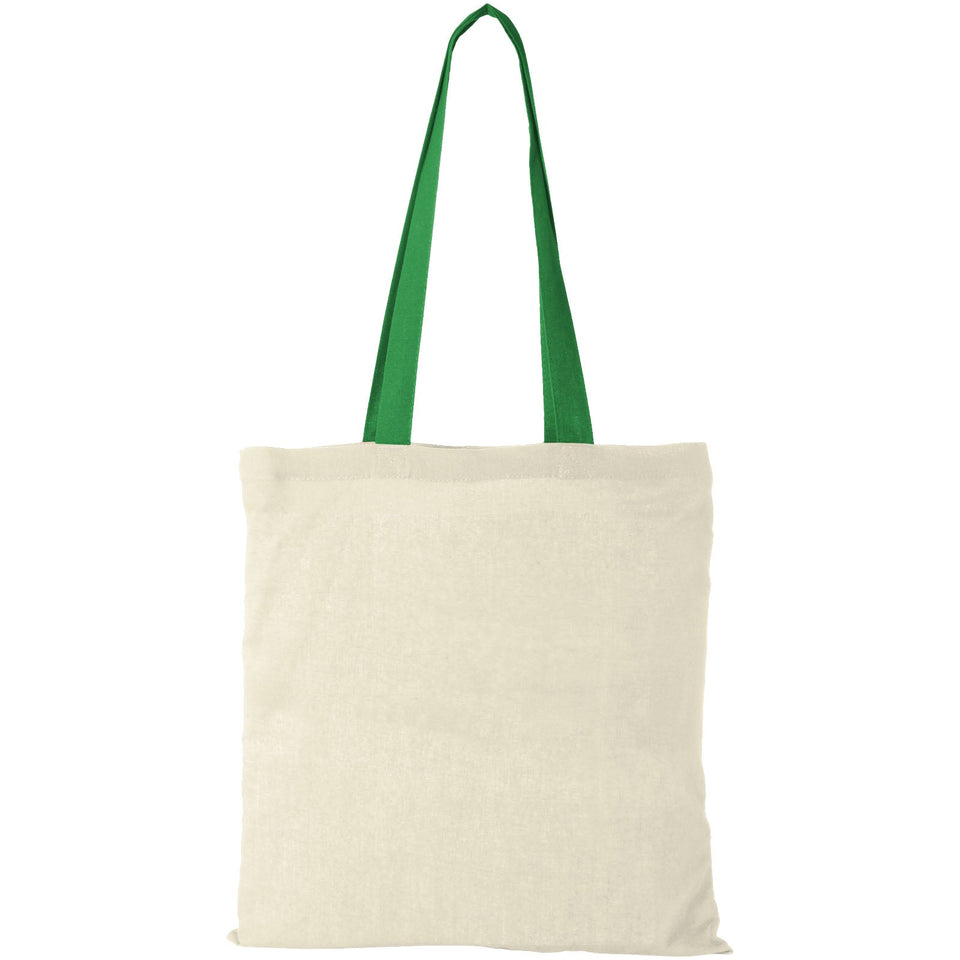 Shopper in cotone 100 g/m² con manici colorati Nevada - 7L personalizzato con logo - Pubblienne