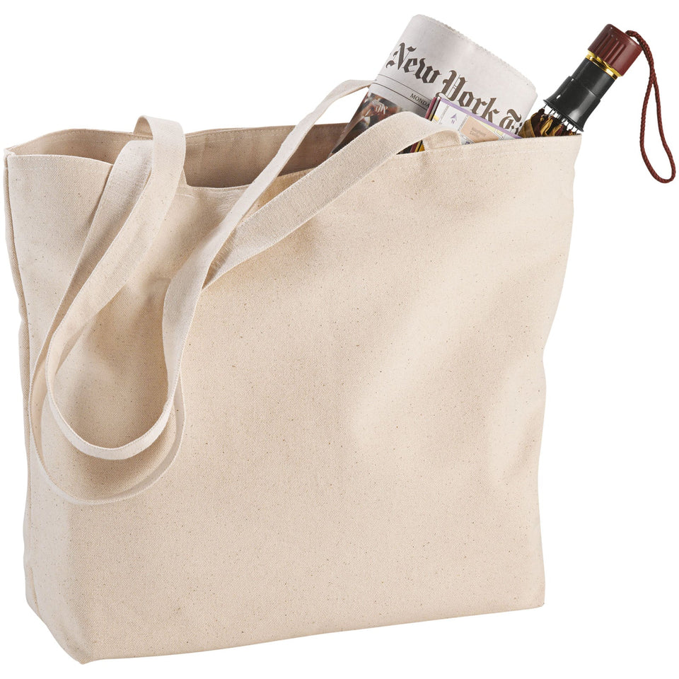 Shopper in cotone 320 g/m² con zip Ningbo - 15L personalizzato con logo - Pubblienne