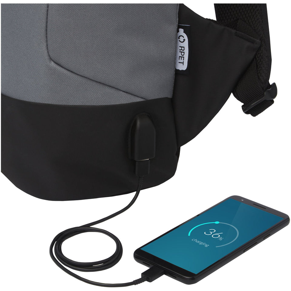 Zaino antifurto in RPET certificato GRS Cover - 18L personalizzato con logo - Pubblienne