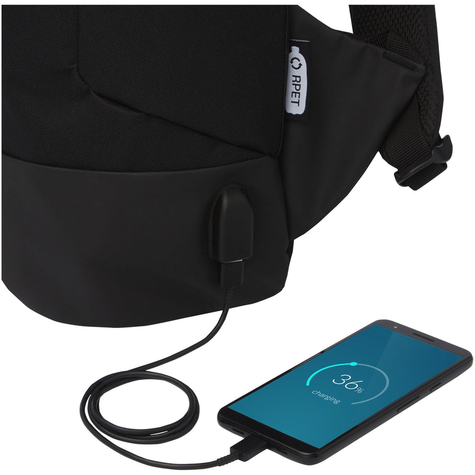 Zaino antifurto in RPET certificato GRS Cover - 18L personalizzato con logo - Pubblienne