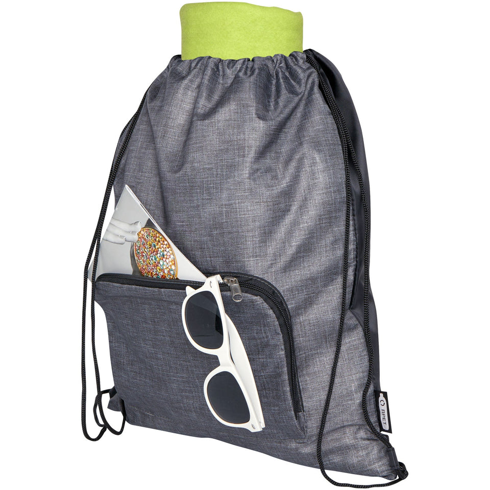 Borsa pieghevole con coulisse in materiale riciclato Ash - 7L personalizzato con logo - Pubblienne