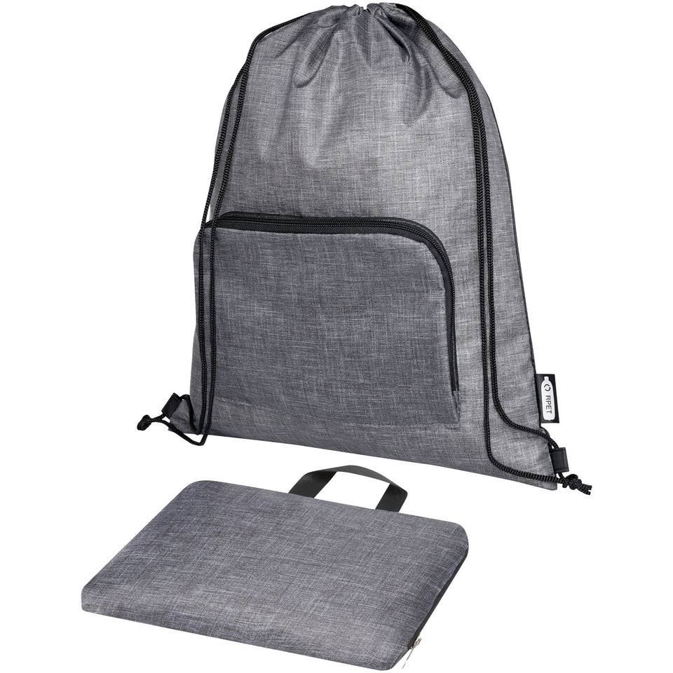 Borsa pieghevole con coulisse in materiale riciclato Ash - 7L personalizzato con logo - Pubblienne