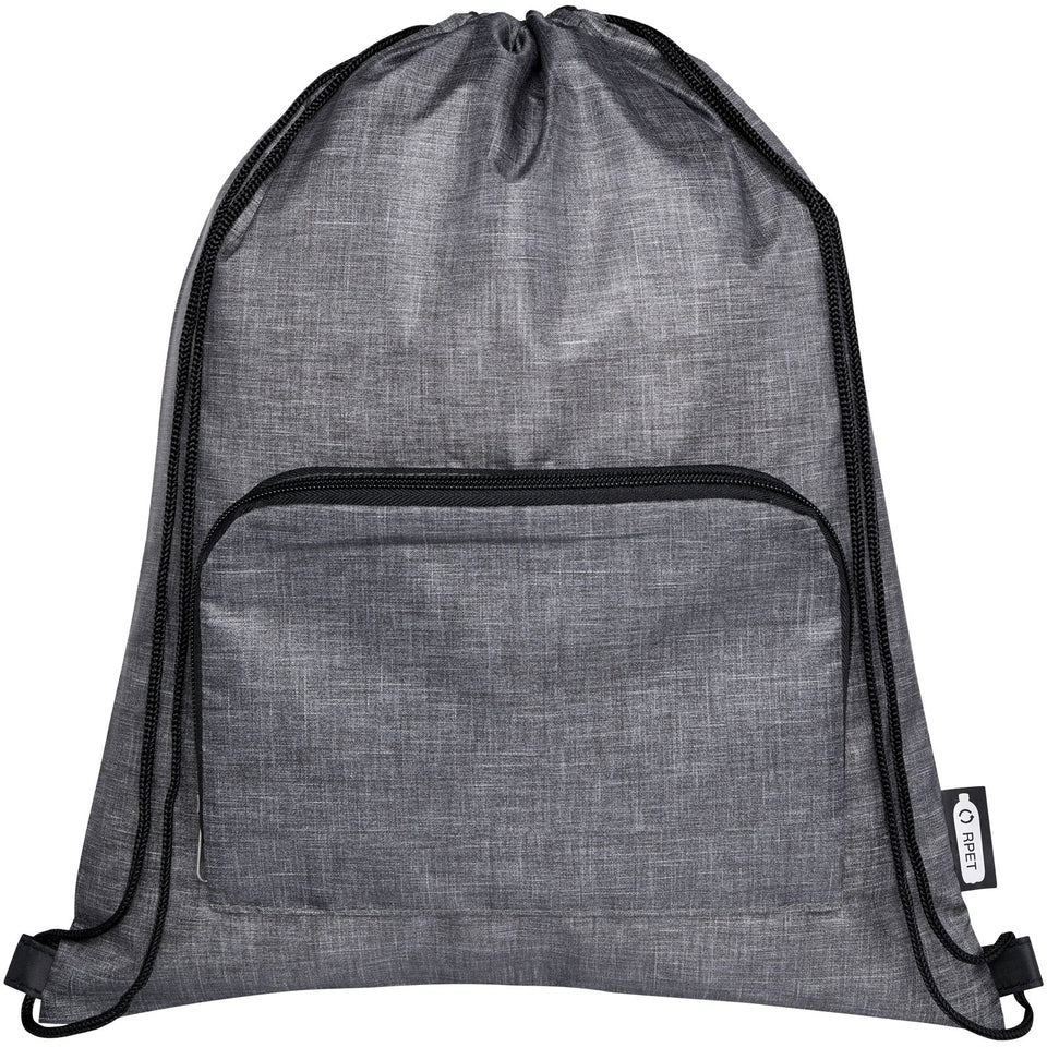 Borsa pieghevole con coulisse in materiale riciclato Ash - 7L personalizzato con logo - Pubblienne