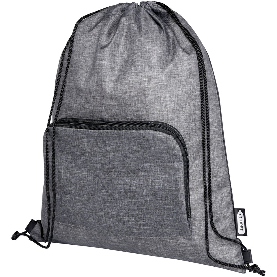 Borsa pieghevole con coulisse in materiale riciclato Ash - 7L personalizzato con logo - Pubblienne