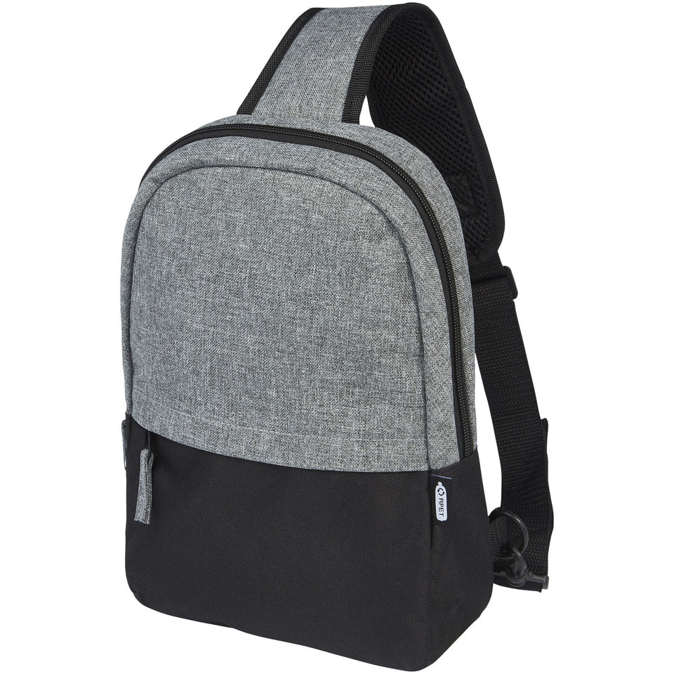 Zaino monospalla bicolore in materiale riciclato certificato GRS Reclaim 3.5L personalizzato con logo - Pubblienne