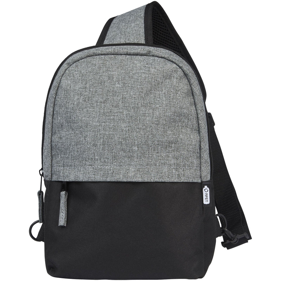Zaino monospalla bicolore in materiale riciclato certificato GRS Reclaim 3.5L personalizzato con logo - Pubblienne