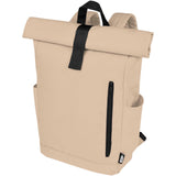 Zaino con chiusura arrotolabile per portatile da 15,6" in PET riciclato certificato GRS Byron 18L personalizzato con logo - Pubblienne