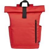 Zaino con chiusura arrotolabile per portatile da 15,6" in PET riciclato certificato GRS Byron 18L personalizzato con logo - Pubblienne