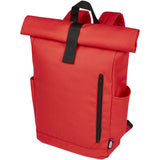 Zaino con chiusura arrotolabile per portatile da 15,6" in PET riciclato certificato GRS Byron 18L personalizzato con logo - Pubblienne