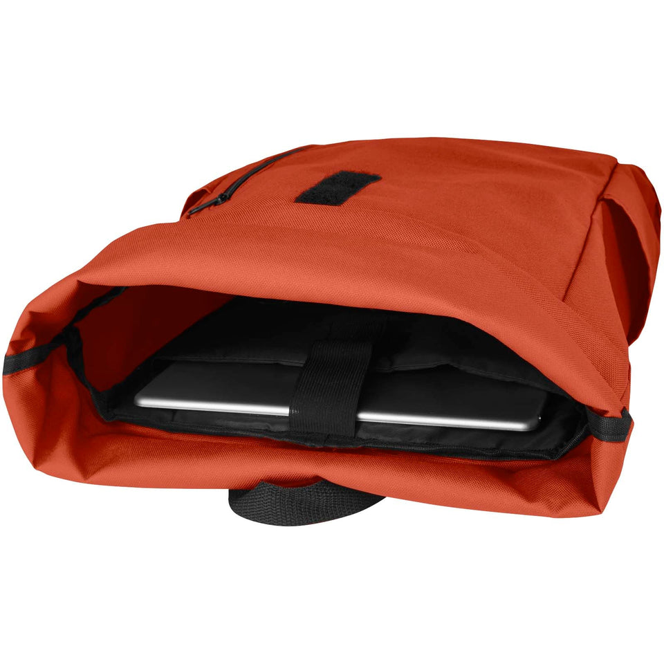 Zaino con chiusura arrotolabile per portatile da 15,6" in PET riciclato certificato GRS Byron 18L personalizzato con logo - Pubblienne