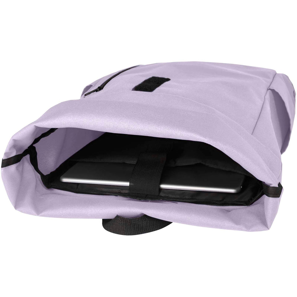 Zaino con chiusura arrotolabile per portatile da 15,6" in PET riciclato certificato GRS Byron 18L personalizzato con logo - Pubblienne