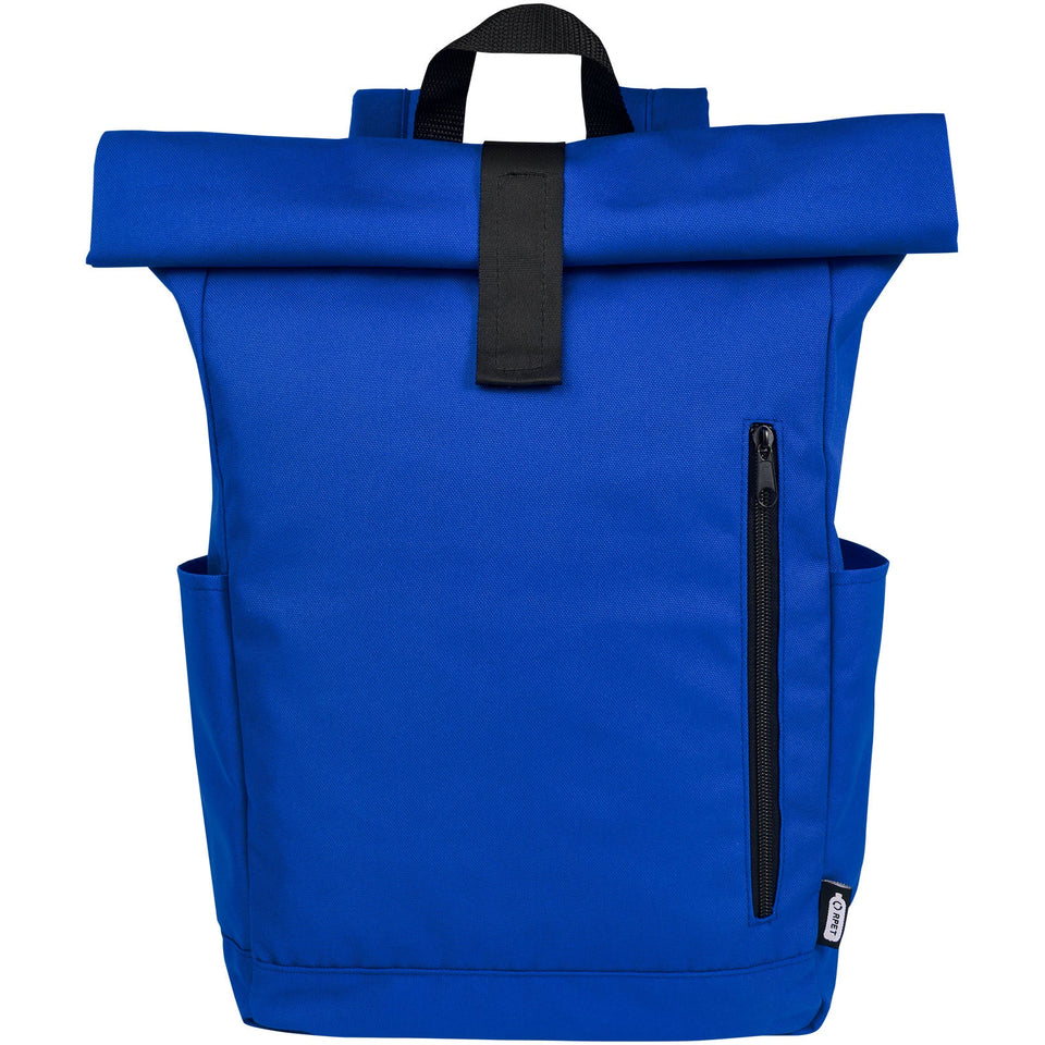 Zaino con chiusura arrotolabile per portatile da 15,6" in PET riciclato certificato GRS Byron 18L personalizzato con logo - Pubblienne