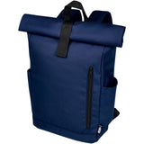 Zaino con chiusura arrotolabile per portatile da 15,6" in PET riciclato certificato GRS Byron 18L personalizzato con logo - Pubblienne
