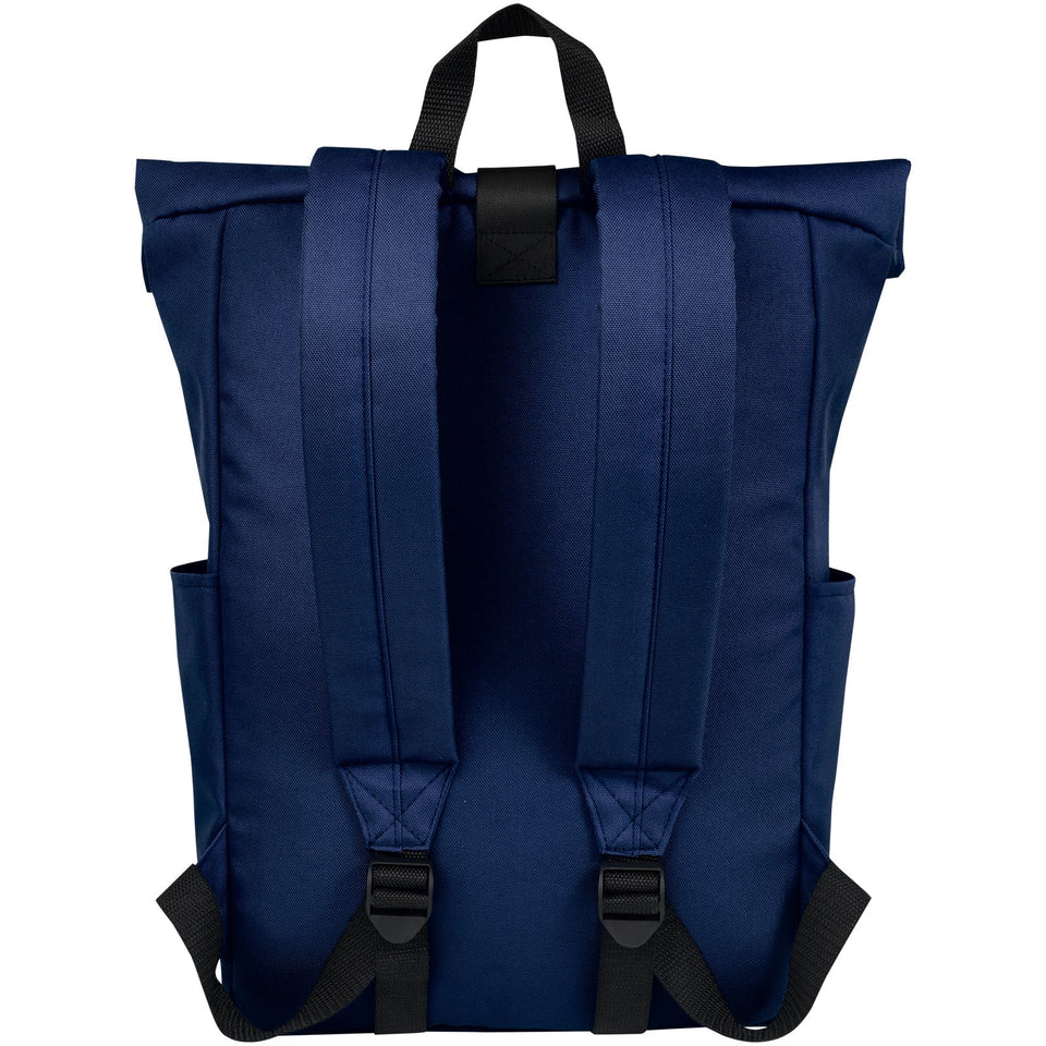Zaino con chiusura arrotolabile per portatile da 15,6" in PET riciclato certificato GRS Byron 18L personalizzato con logo - Pubblienne