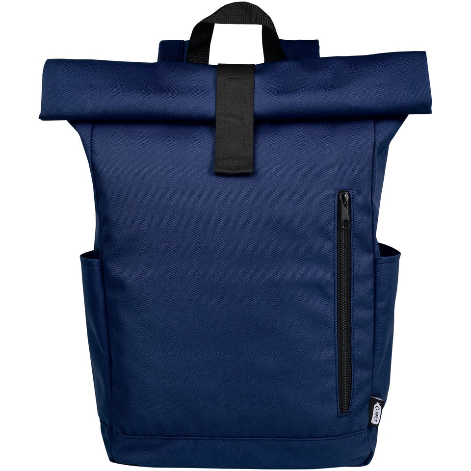 Zaino con chiusura arrotolabile per portatile da 15,6" in PET riciclato certificato GRS Byron 18L personalizzato con logo - Pubblienne