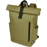 Zaino con chiusura arrotolabile per portatile da 15,6" in PET riciclato certificato GRS Byron 18L personalizzato con logo - Pubblienne