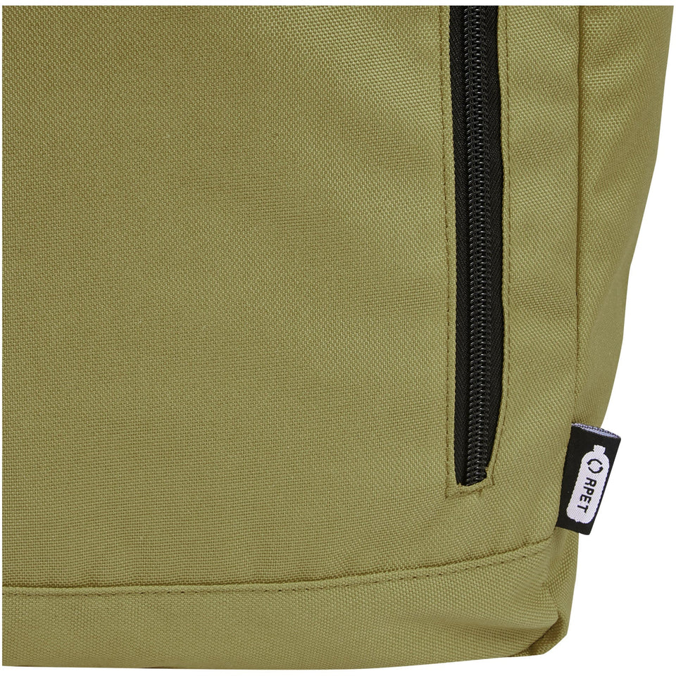 Zaino con chiusura arrotolabile per portatile da 15,6" in PET riciclato certificato GRS Byron 18L personalizzato con logo - Pubblienne