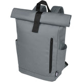 Zaino con chiusura arrotolabile per portatile da 15,6" in PET riciclato certificato GRS Byron 18L personalizzato con logo - Pubblienne