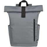 Zaino con chiusura arrotolabile per portatile da 15,6" in PET riciclato certificato GRS Byron 18L personalizzato con logo - Pubblienne