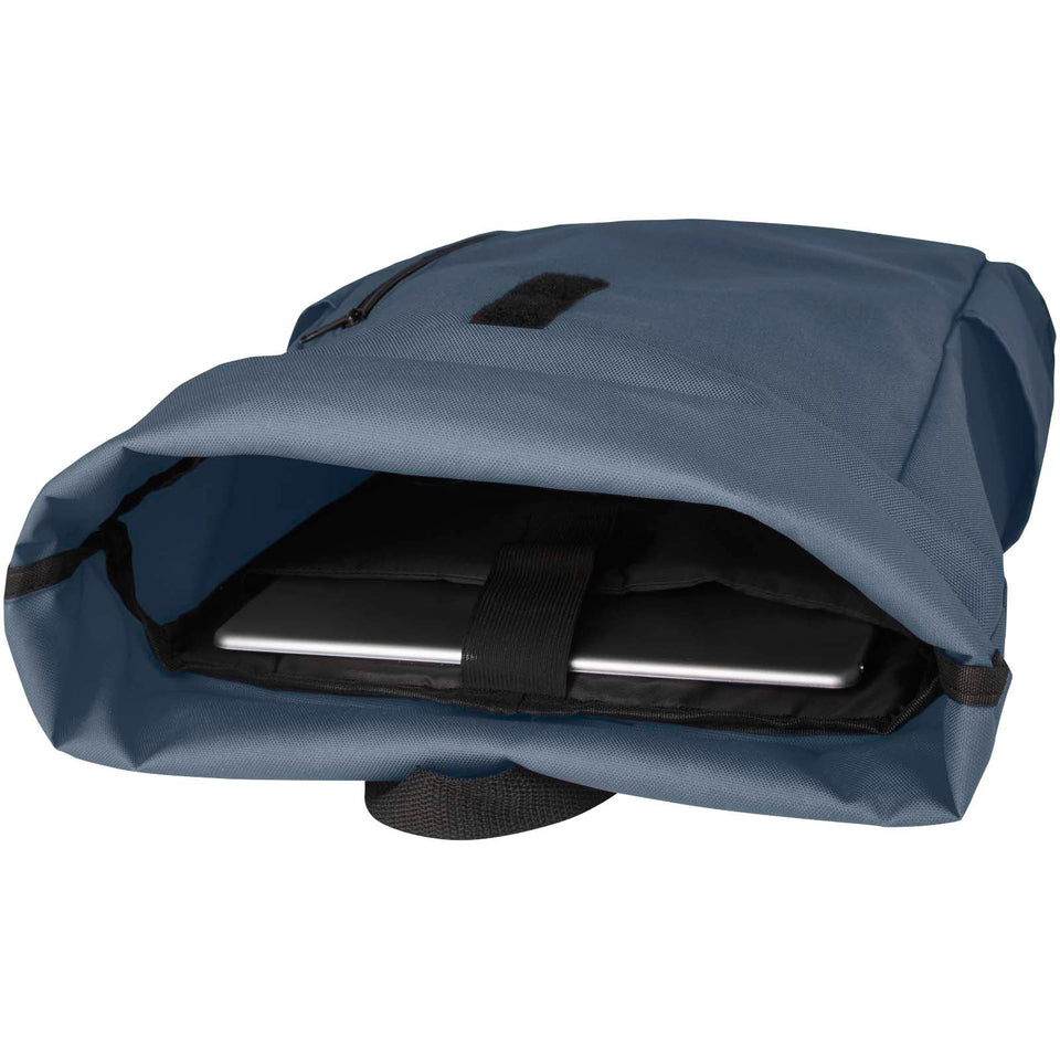 Zaino con chiusura arrotolabile per portatile da 15,6" in PET riciclato certificato GRS Byron 18L personalizzato con logo - Pubblienne