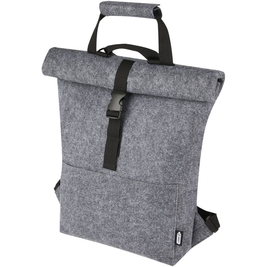 Borsa per bicicletta con chiusura arrotolabile in feltro riciclato GRS Felta - 13L personalizzato con logo - Pubblienne