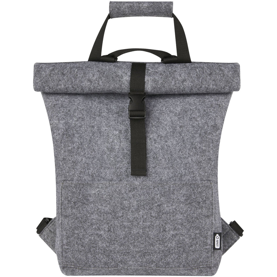 Borsa per bicicletta con chiusura arrotolabile in feltro riciclato GRS Felta - 13L personalizzato con logo - Pubblienne