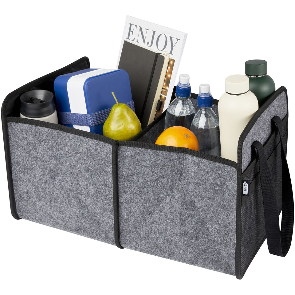 Organizer pieghevole per auto in feltro riciclato certificato GRS Felta personalizzato con logo - Pubblienne