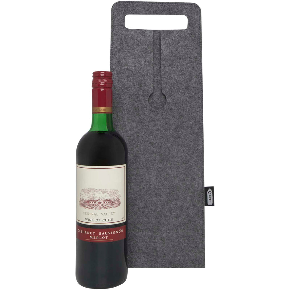 Sacchetto per bottiglia di vino in feltro riciclato certificato GRS da 75 cl Felta personalizzato con logo - Pubblienne