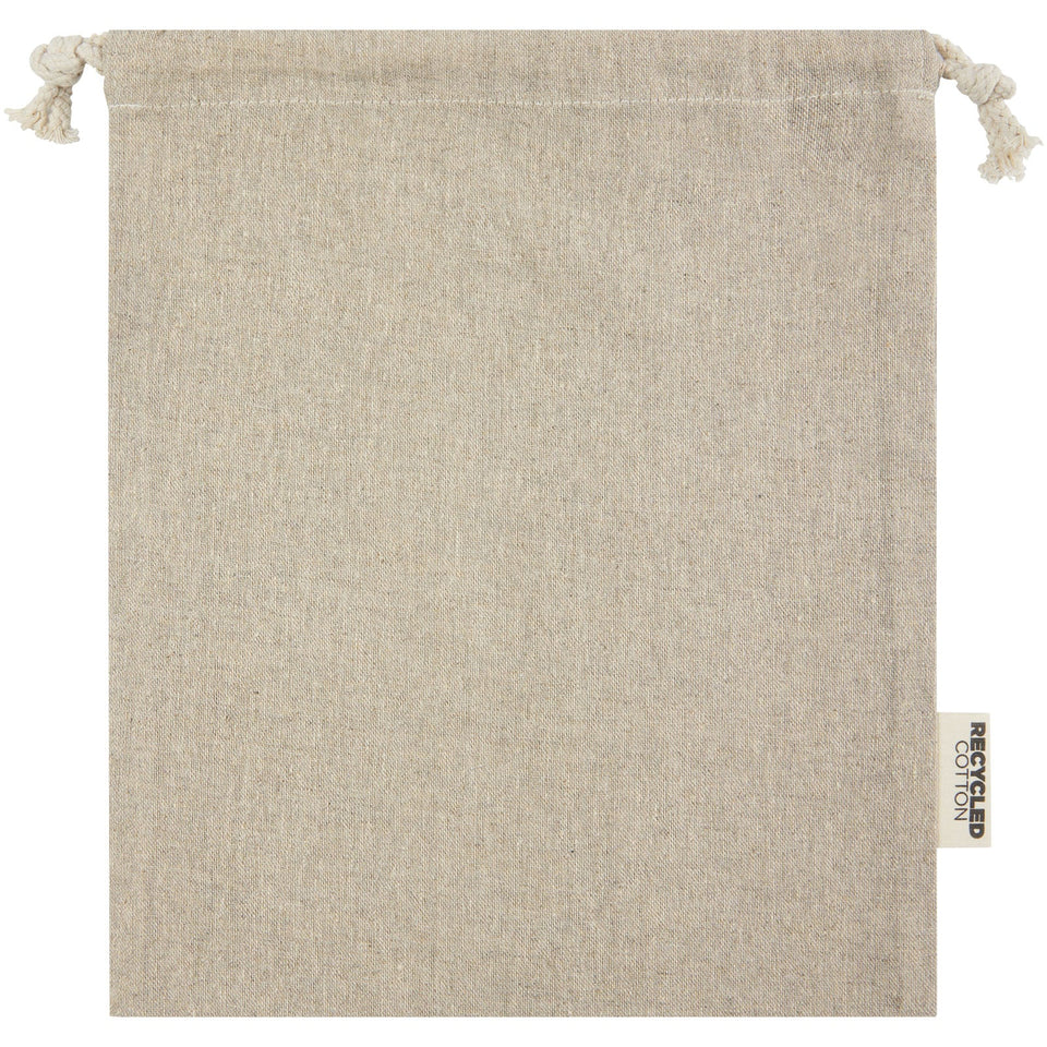Sacchetto per confezione regalo medio in cotone riciclato 150 g/m² certificato GRS Pheebs - 1,5L personalizzato con logo - Pubblienne