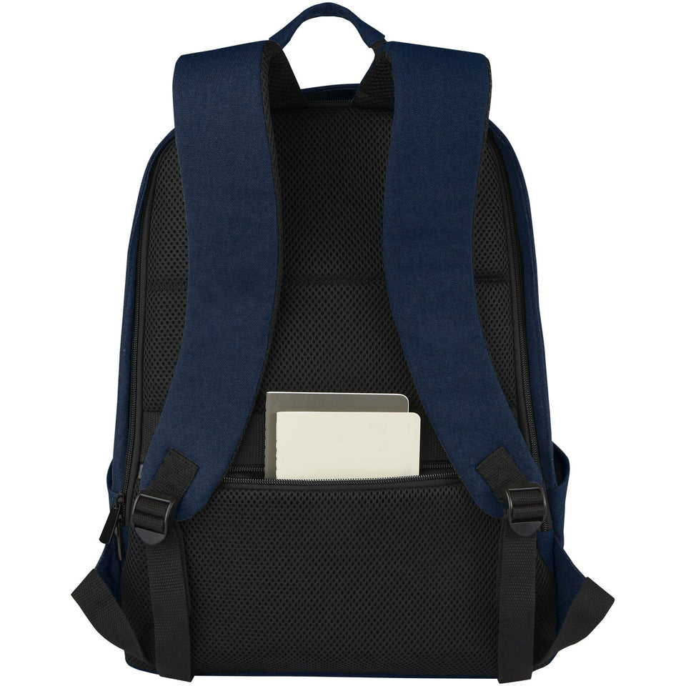 Zaino antifurto per portatile da 15,6" in canvas riciclato certificato GRS Joey - 18L personalizzato con logo - Pubblienne