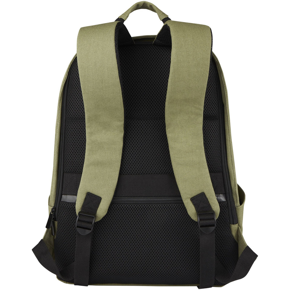 Zaino antifurto per portatile da 15,6" in canvas riciclato certificato GRS Joey - 18L personalizzato con logo - Pubblienne