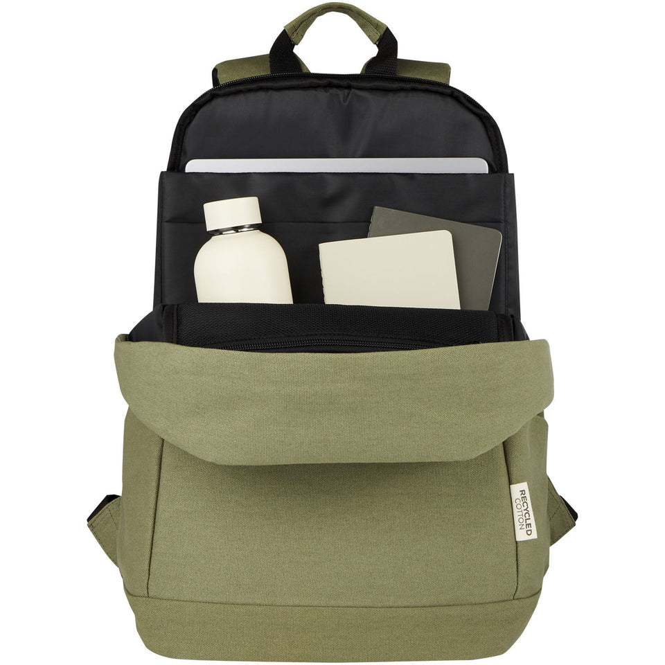 Zaino antifurto per portatile da 15,6" in canvas riciclato certificato GRS Joey - 18L personalizzato con logo - Pubblienne
