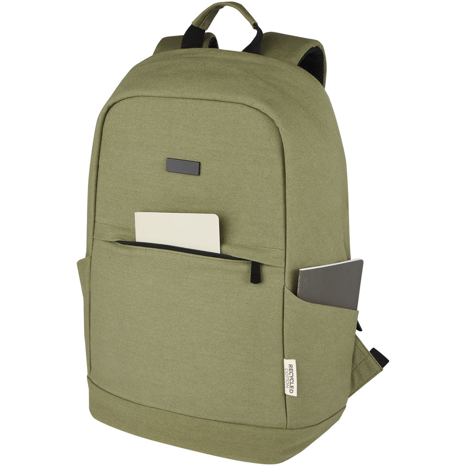 Zaino antifurto per portatile da 15,6" in canvas riciclato certificato GRS Joey - 18L personalizzato con logo - Pubblienne
