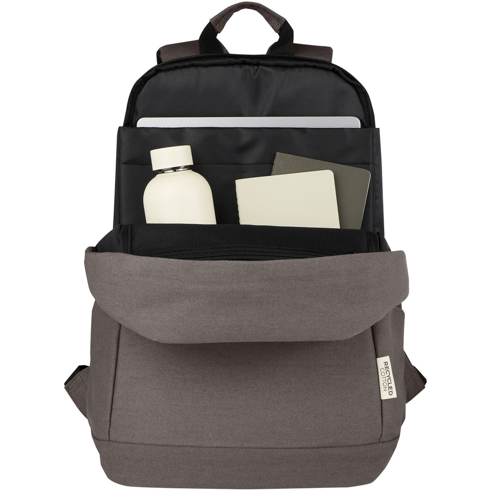 Zaino antifurto per portatile da 15,6" in canvas riciclato certificato GRS Joey - 18L personalizzato con logo - Pubblienne