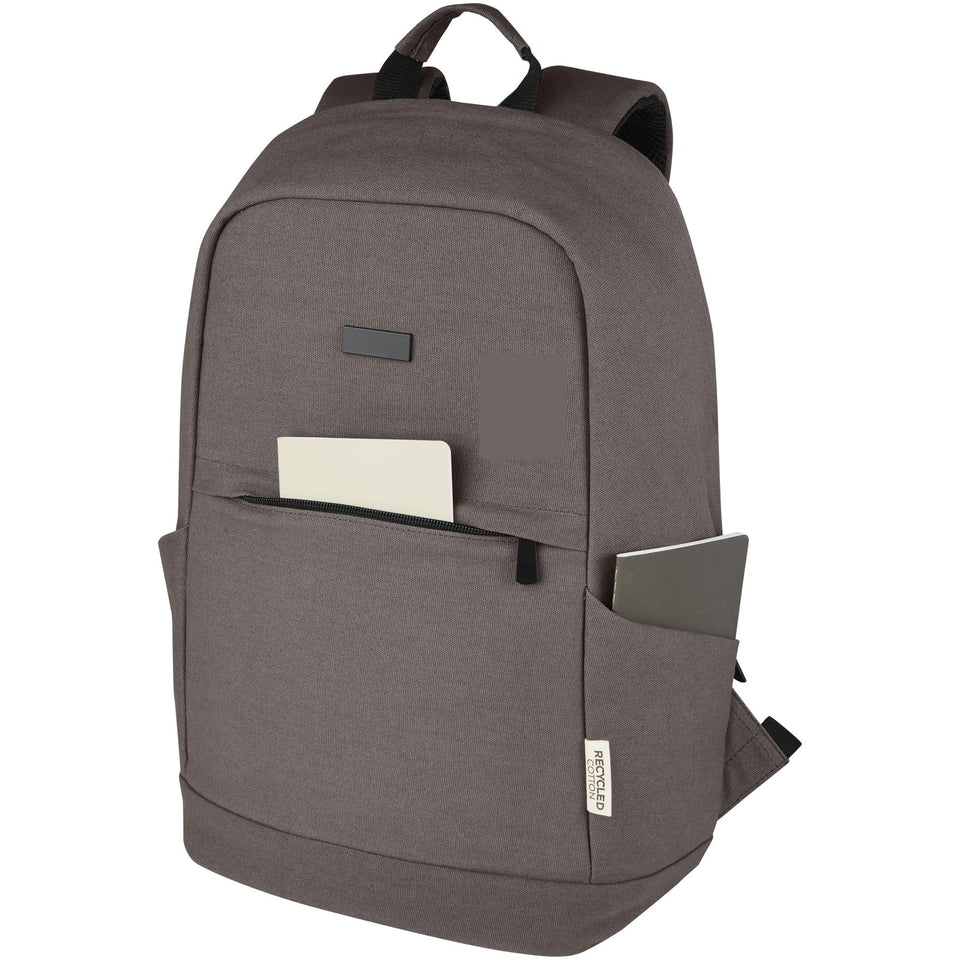 Zaino antifurto per portatile da 15,6" in canvas riciclato certificato GRS Joey - 18L personalizzato con logo - Pubblienne