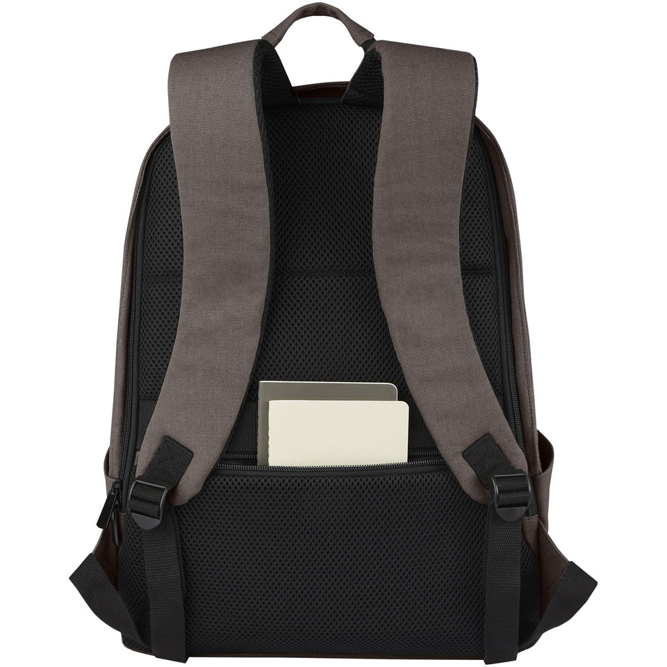 Zaino antifurto per portatile da 15,6" in canvas riciclato certificato GRS Joey - 18L personalizzato con logo - Pubblienne