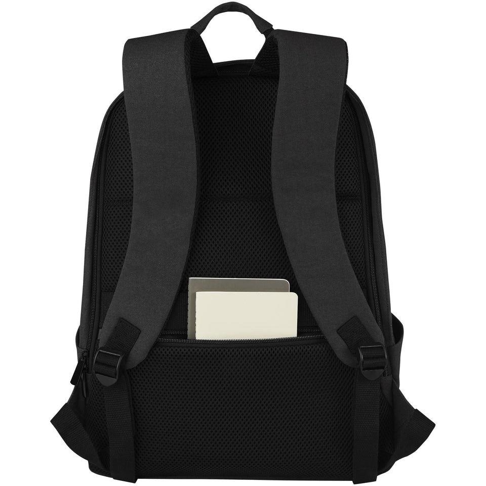 Zaino antifurto per portatile da 15,6" in canvas riciclato certificato GRS Joey - 18L personalizzato con logo - Pubblienne