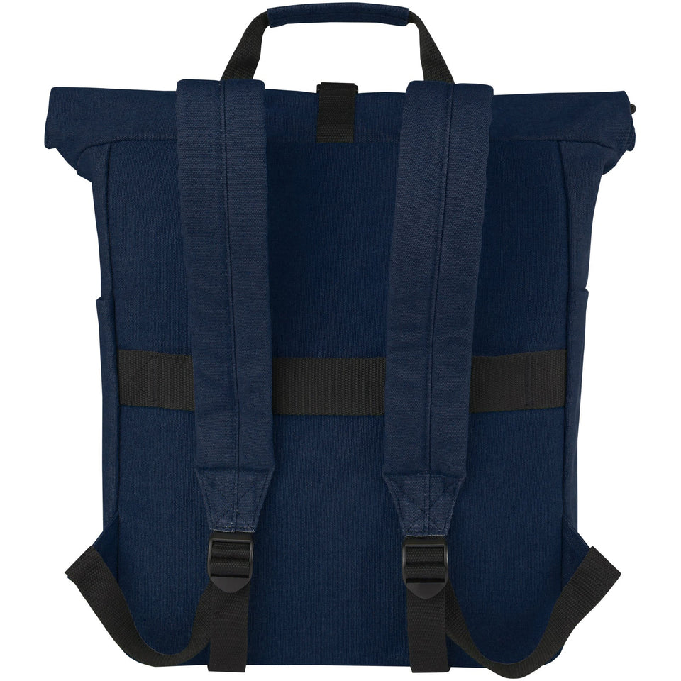Zaino rolltop per portatile da 15" in canvas riciclato certificato GRS Joey - 15L personalizzato con logo - Pubblienne