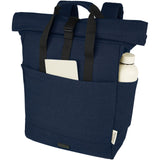 Zaino rolltop per portatile da 15" in canvas riciclato certificato GRS Joey - 15L personalizzato con logo - Pubblienne