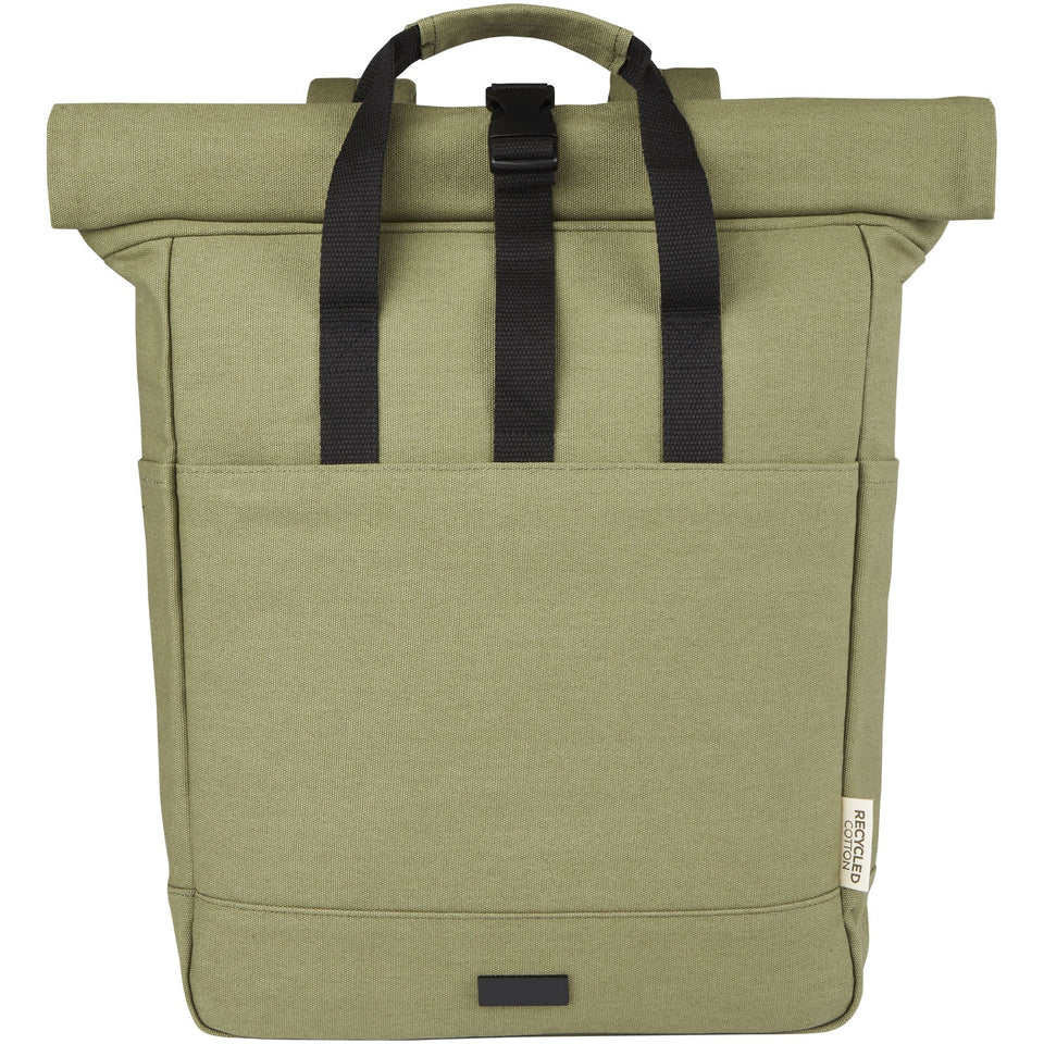 Zaino rolltop per portatile da 15" in canvas riciclato certificato GRS Joey - 15L personalizzato con logo - Pubblienne