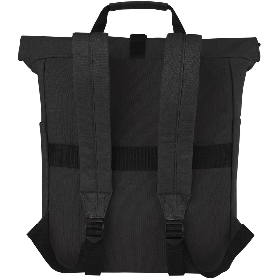 Zaino rolltop per portatile da 15" in canvas riciclato certificato GRS Joey - 15L personalizzato con logo - Pubblienne