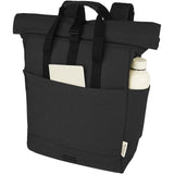 Zaino rolltop per portatile da 15" in canvas riciclato certificato GRS Joey - 15L personalizzato con logo - Pubblienne