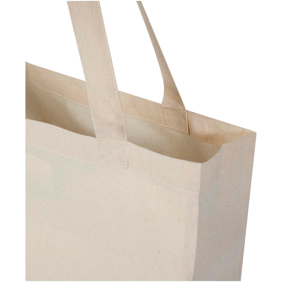 Tote bag a soffietto in cotone riciclato certificato GRS da 140 g/m² Madras - 12L personalizzato con logo - Pubblienne