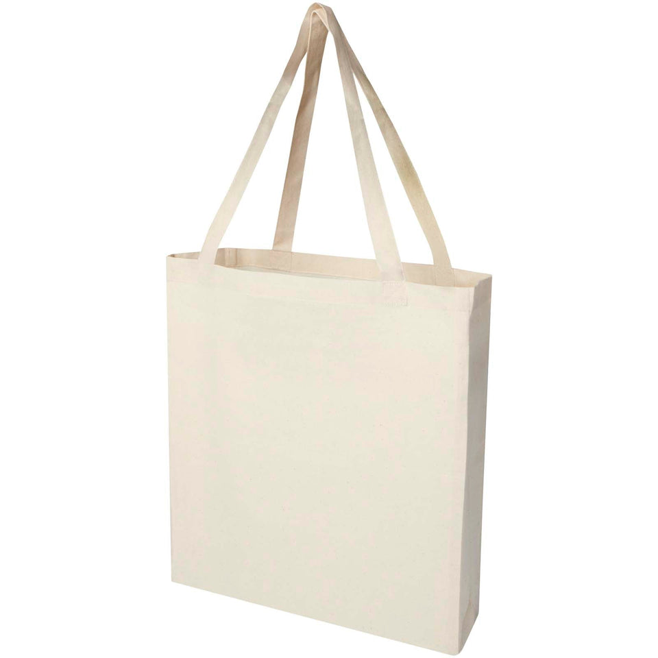 Tote bag a soffietto in cotone riciclato certificato GRS da 140 g/m² Madras - 12L personalizzato con logo - Pubblienne